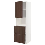 METOD / MAXIMERA Hi cab f micro w door/2 drawers, white/Sinarp brown, 60x60x200 cm