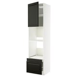 METOD / MAXIMERA Hi cab f ov/combi ov w dr/2 drwrs, white/Bodbyn black, 60x60x240 cm