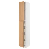 METOD / MAXIMERA Hi cab w 2 doors/4 drawers, white/Vedhamn oak, 40x60x240 cm