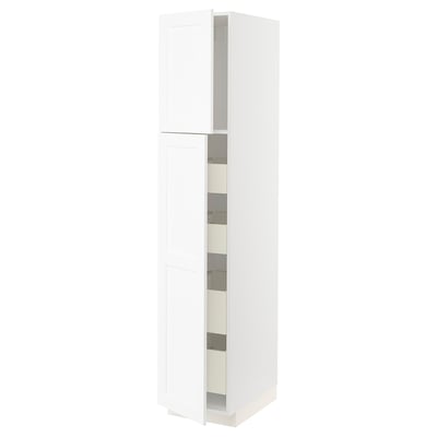 White METOD kitchen cabinet, modern design, tall and rectangular with smooth finish.