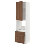 METOD / MAXIMERA High cabinet f oven+door/2 drawers, white Enköping/brown walnut effect, 60x60x220 cm