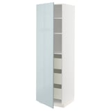 METOD / MAXIMERA High cabinet with drawers, white/Kallarp light grey-blue, 60x60x200 cm