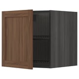 METOD Top cabinet for fridge/freezer, black Enköping/brown walnut effect, 60x60 cm