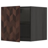 METOD Top cabinet for fridge/freezer, black Hasslarp/brown patterned, 60x60 cm