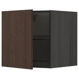 METOD Top cabinet for fridge/freezer, black/Sinarp brown, 60x60 cm