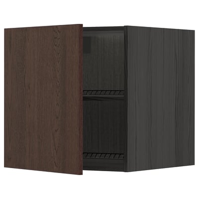 METOD Top cabinet for fridge/freezer, black/Sinarp brown, 60x60 cm