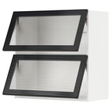 METOD Wall cab horiz 2 gls drs w push-op, white/Hejsta anthracite reeded glass, 80x80 cm