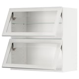 METOD Wall cab horiz 2 gls drs w push-op, white/Hejsta white clear glass, 80x80 cm