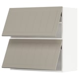 METOD Wall cab horizo 2 doors w push-open, white/Stensund beige, 80x80 cm