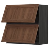 METOD Wall cabinet horizontal w 2 doors, black Enköping/brown walnut effect, 80x80 cm