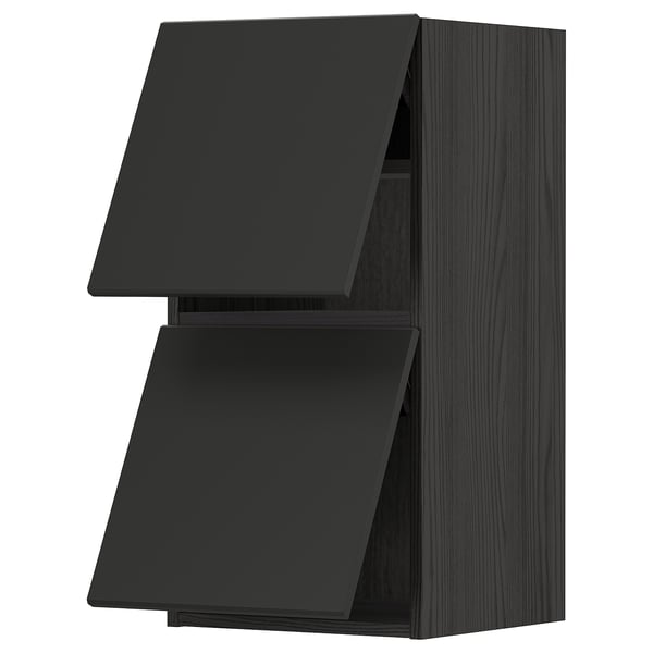 METOD خزانة حائط أفقية مع بابين زجاجية أسود/Kungsbacka فحمي IKEA METOD خزانة حائط أفقية مع بابين زجاجية أسود/Kungsbacka فحمي IKEA