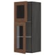METOD Wall cabinet w shelves/2 glass drs, black Enköping/brown walnut effect, 40x100 cm