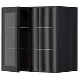 METOD Wall cabinet w shelves/2 glass drs, black/Hejsta anthracite reeded glass, 60x60 cm