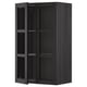 METOD Wall cabinet w shelves/2 glass drs, black/Lerhyttan black stained, 60x100 cm
