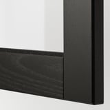 METOD Wall cabinet w shelves/2 glass drs, black/Lerhyttan black stained, 60x100 cm