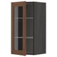 METOD Wall cabinet w shelves/glass door, black Enköping/brown walnut effect, 40x80 cm