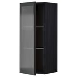 METOD Wall cabinet w shelves/glass door, black/Hejsta anthracite reeded glass, 40x100 cm