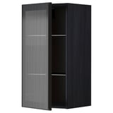 METOD Wall cabinet w shelves/glass door, black/Hejsta anthracite reeded glass, 40x80 cm