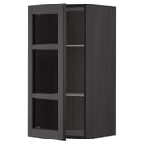 METOD Wall cabinet w shelves/glass door, black/Lerhyttan black stained, 40x80 cm