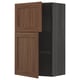 METOD Wall cabinet with shelves/2 doors, black Enköping/brown walnut effect, 60x100 cm