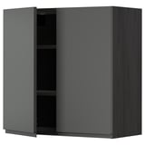 METOD Wall cabinet with shelves/2 doors, black/Voxtorp dark grey, 80x80 cm