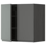 METOD Wall cabinet with shelves/2 doors, black/Voxtorp dark grey, 60x60 cm