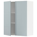METOD Wall cabinet with shelves/2 doors, white/Kallarp light grey-blue, 80x100 cm