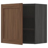 METOD Wall cabinet with shelves, black Enköping/brown walnut effect, 60x60 cm