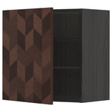 METOD Wall cabinet with shelves, black Hasslarp/brown patterned, 60x60 cm