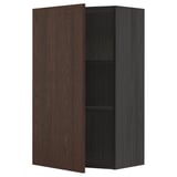 METOD Wall cabinet with shelves, black/Sinarp brown, 60x100 cm