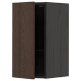 METOD Wall cabinet with shelves, black/Sinarp brown, 30x60 cm