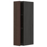 METOD Wall cabinet with shelves, black/Sinarp brown, 20x80 cm