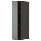 METOD Wall cabinet with shelves, black/Voxtorp dark grey, 20x80 cm