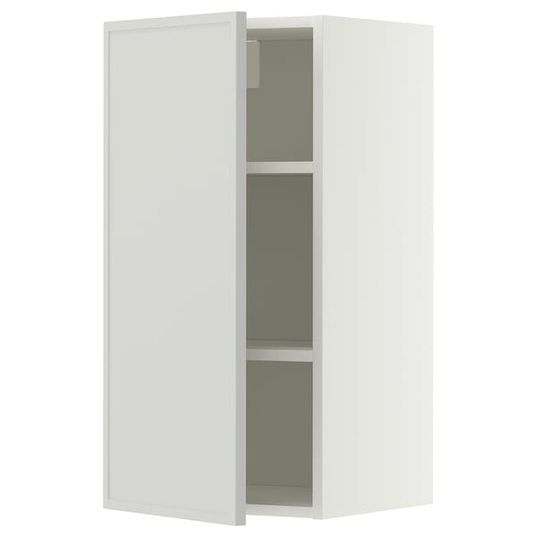 METOD Wall cabinet with shelves, white/Aspudden light grey, 40x80 cm