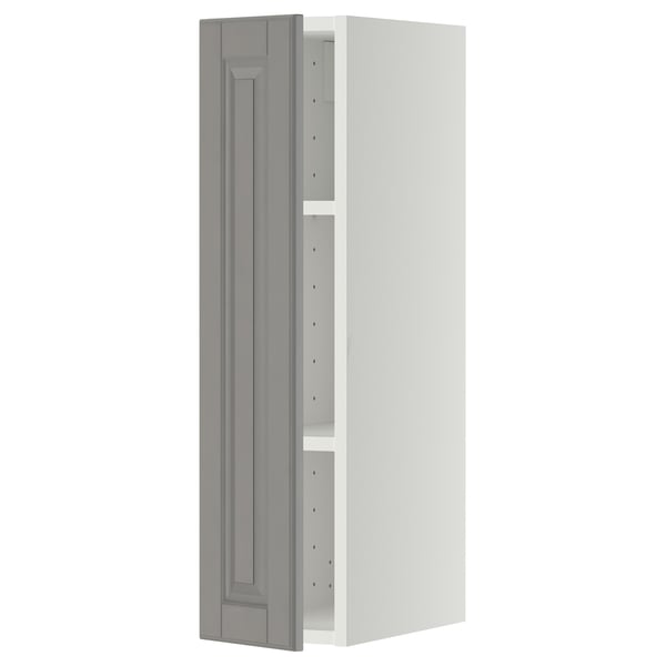 METOD Wall cabinet with shelves, white/Bodbyn grey, 20x80 cm