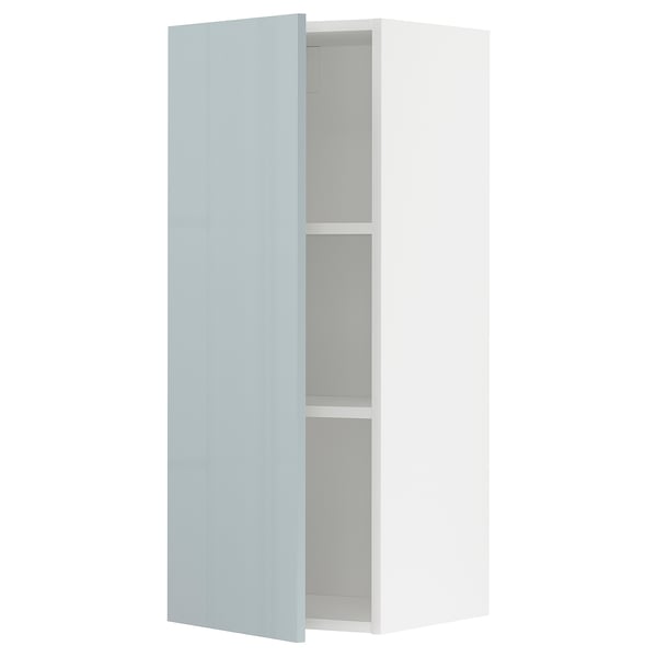 METOD Wall cabinet with shelves, white/Kallarp light grey-blue, 40x100 cm