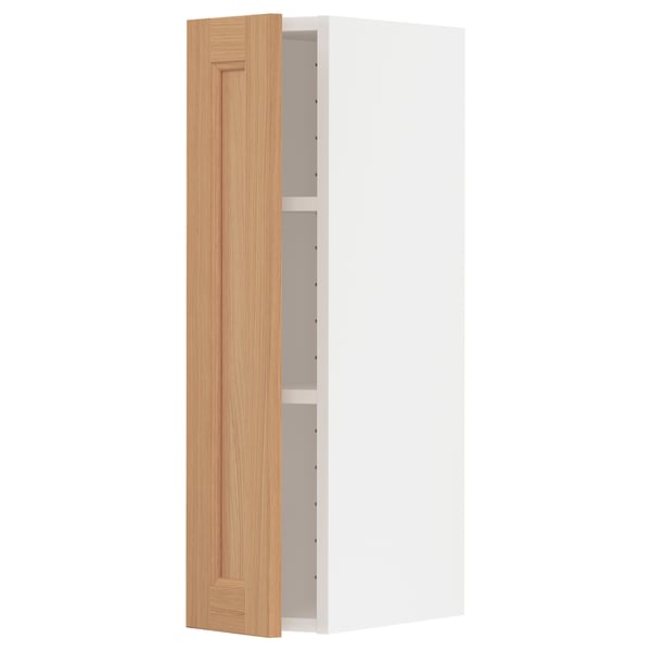 METOD Wall cabinet with shelves, white/Vedhamn oak, 20x80 cm
