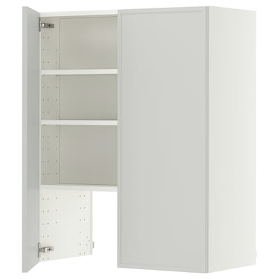 METOD Wall cb f extr hood w shlf/door, white/Aspudden light grey, 80x100 cm