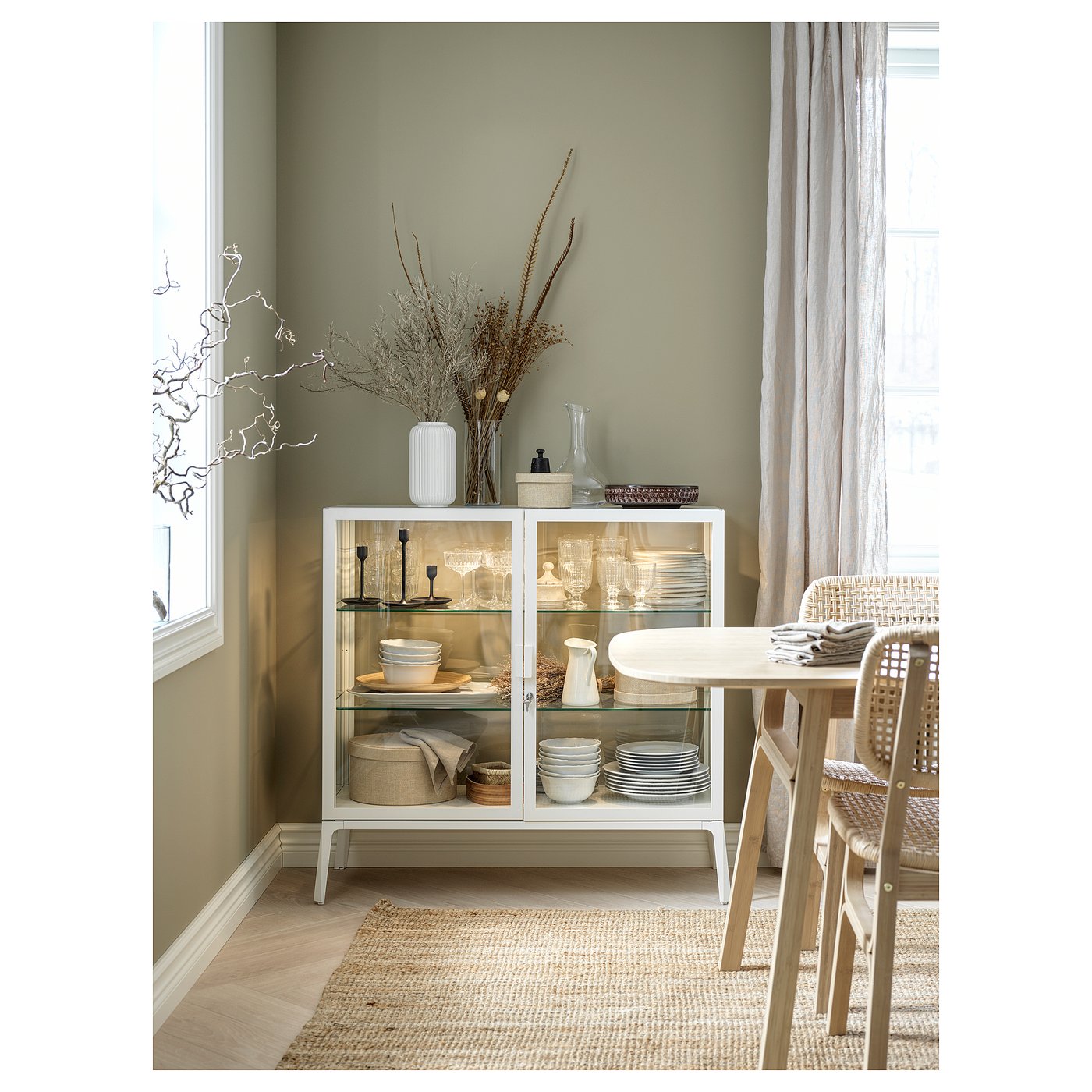 MILSBO glass-door cabinet, white, 101x100 cm - IKEA