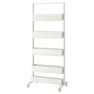 MITTZON Frame w castors/container/cable box, white, 85x205 cm