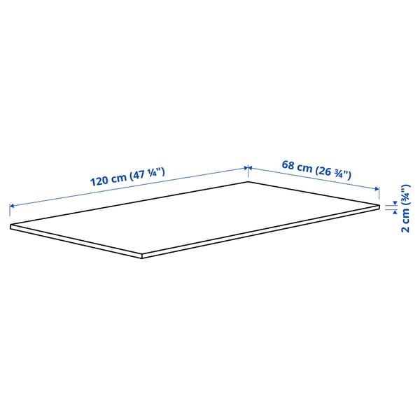 MITTZON Table top, birch veneer, 120x68 cm