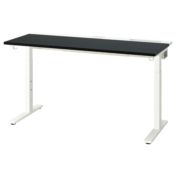 MITTZON Table top, black stained/ash veneer, 140x48 cm