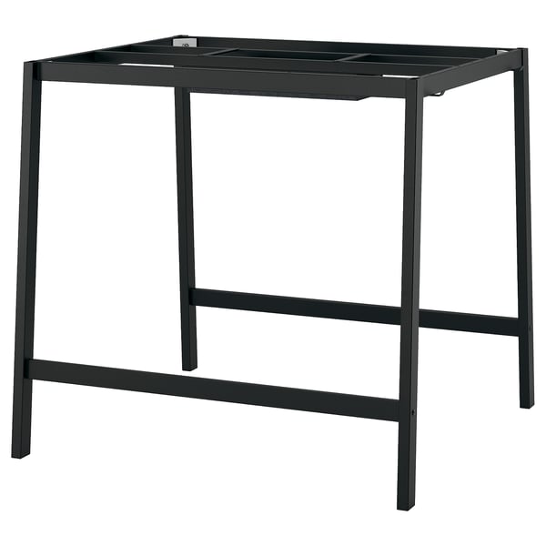 Black mitzon desk, metal, square top, modern office.
