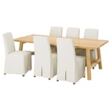 MÖCKELBY / BERGMUND Table and 6 chairs, oak effect/Inseros white, 235x100 cm