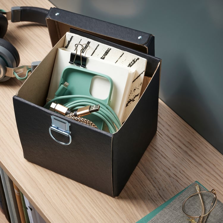 NIMM storage box with lid, black, 16.5x16.5x15 cm IKEA