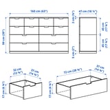 NORDLI Chest of 12 drawers, white, 160x99 cm