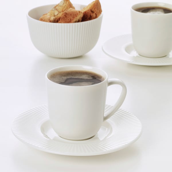 OFANTLIGT Espresso cup and saucer, white, 7 cl