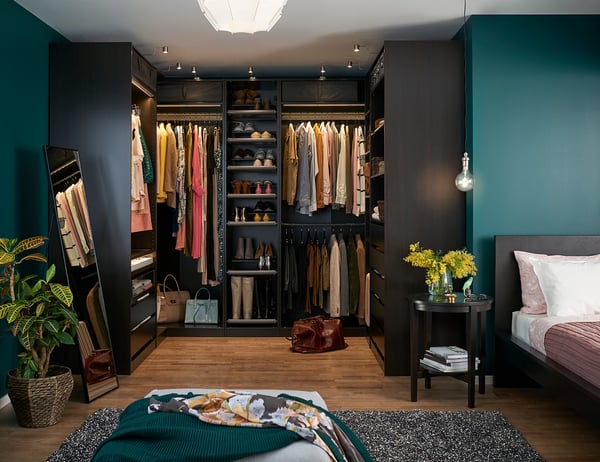 Pax وحدة أرفف زاوية إضافي بأربع أرفف أسود بني 53x58x236 سم Ikea