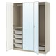 PAX / ÅHEIM Wardrobe combination, grey-beige/mirror glass, 150x60x201 cm