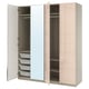 PAX / FARDAL/ÅHEIM Wardrobe combination, grey-beige high-gloss/light orange mirror glass, 200x60x236 cm